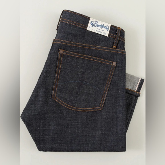 Men's The Stronghold Selvedge Slim Straight Leg Jeans with Spice Stitching 32" - Picture 2 of 10